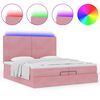 vidaXL Ottoman bed met matrassen en LED's 200x200cm fluweel roze
