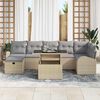 vidaXL Tuin Sofa Set met kussen met opslag 8 pcs Beige Poly riet