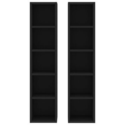 vidaXL Cd-kasten 2 st 21x16x93,5 bewerkt hout zwart