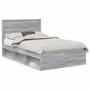 vidaXL Bedframe Grijs Sonoma 135 x 190 cm Massief grenenhout
