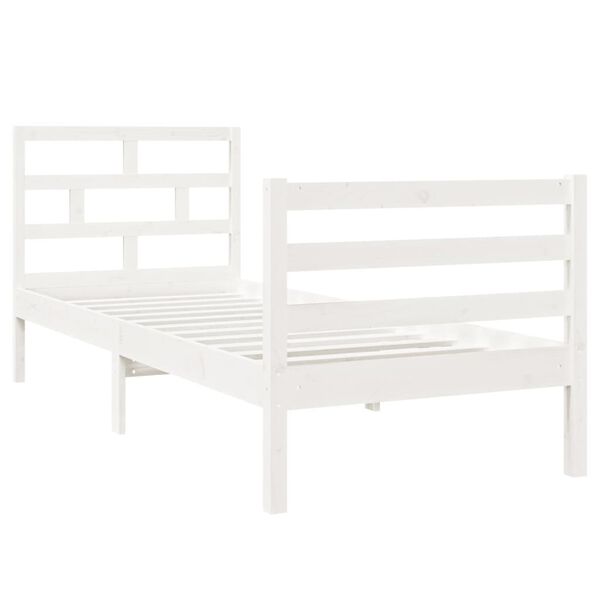 vidaXL Bedframe massief hout wit 75x190 cm