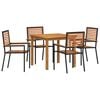 vidaXL Tuin eettafelset 5 st Zwart Massief Acaciahout