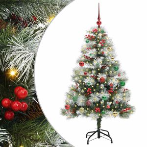 vidaXL Kunstkerstboom Groen en wit 150 cm PVC en Metaal en Plastic
