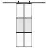 vidaXL Schuifdeur met beslagset 76x205 cm gehard glas zwart