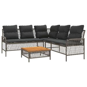 vidaXL 2-delige Loungeset met kussens poly rattan grijs