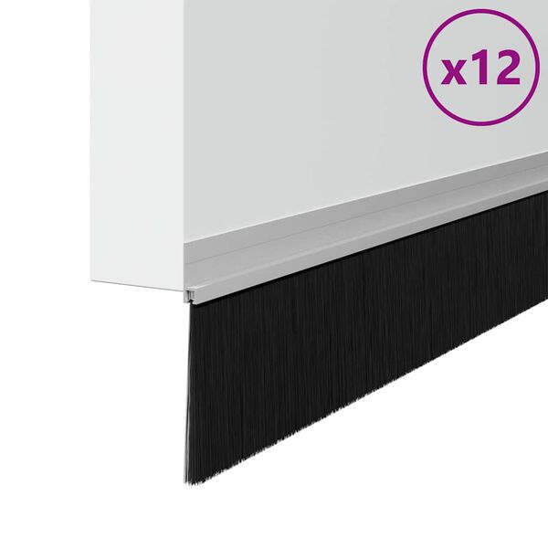vidaXL Zelfklevende Deurborstels 12 pcs Zilver 100 cm