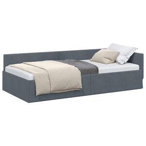 vidaXL Hoekbedframe Donkergrijs 100 cm x 200 cm Polyester en multiplex