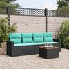 vidaXL 5-delige Loungeset met kussens poly rattan zwart