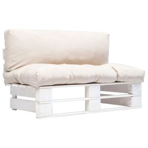 vidaXL Tuinbank pallet met zandkleurige kussens grenenhout