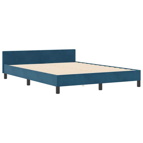 vidaXL Boxspringbed met hoofdeinde Donkerblauw 140 x 190 cm Fluweel