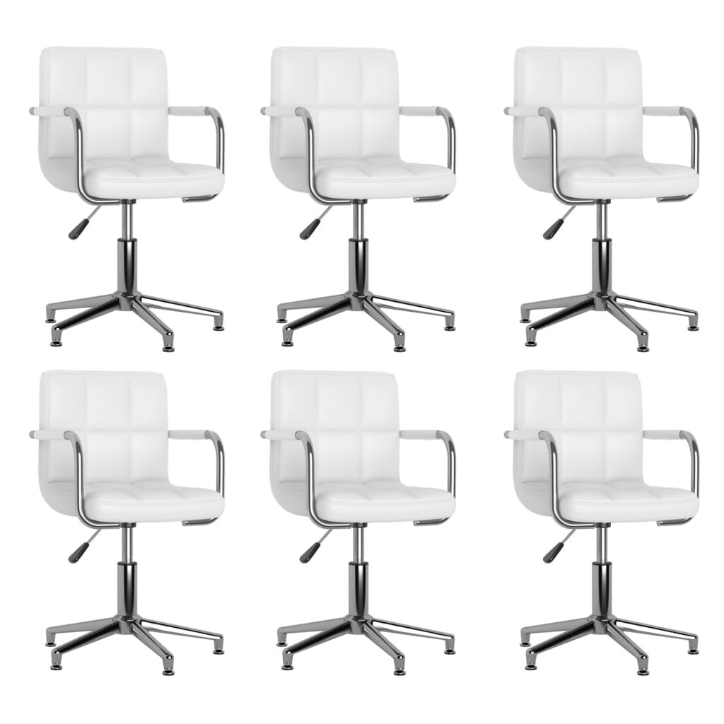 vidaXL Eetkamerstoelen draaibaar 6 st kunstleer wit