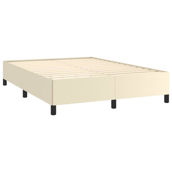 vidaXL Bedframe kunstleer cr&egrave;mekleurig 140x190 cm
