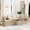 vidaXL 6-delige Loungeset met kussens poly rattan beige