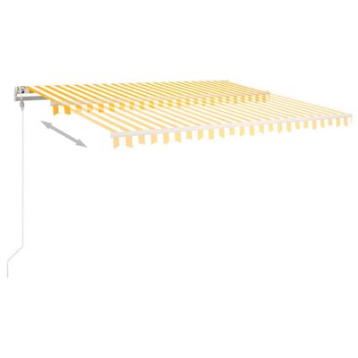 vidaXL Luifel handmatig uittrekbaar met palen 4,5x3 m geel en wit