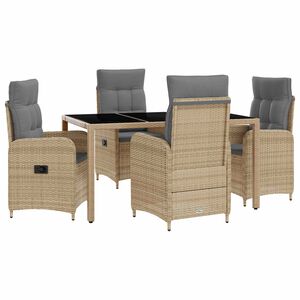vidaXL Buiten eettafelset 5 st Beige en Licht Grijs poly rattan