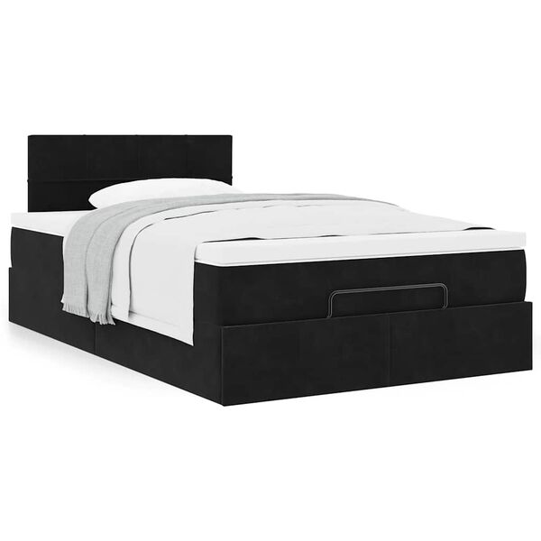 vidaXL Bed poef met matras 120x190 cm fluweel zwart