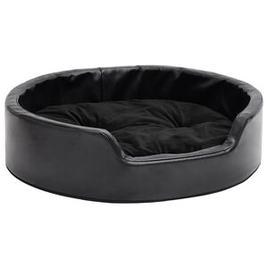 vidaXL Hondenmand 69x59x19 cm pluche en kunstleer zwart