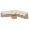 vidaXL 10-delige Loungeset met kussens poly rattan beige