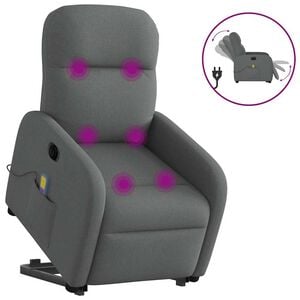 vidaXL Sta-op-massagestoel elektrisch verstelbaar stof donkergrijs