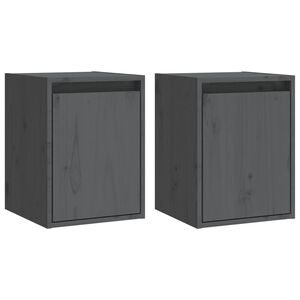 vidaXL Wandkasten 2 st 30x30x40 cm massief grenenhout grijs