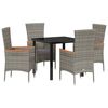 vidaXL Tuin eettafelset 5 st Grijs Gepoedercoat staal