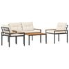 vidaXL tuinmeubelset 4 pcs Cr&egrave;mewit poly rattan