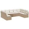 vidaXL Tuinbankenset 9 st Beige en Wit poly rattan