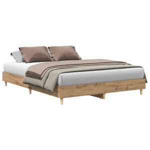 vidaXL Bedframe zonder matras 150x200 cm spaanplaat artisanaal eiken