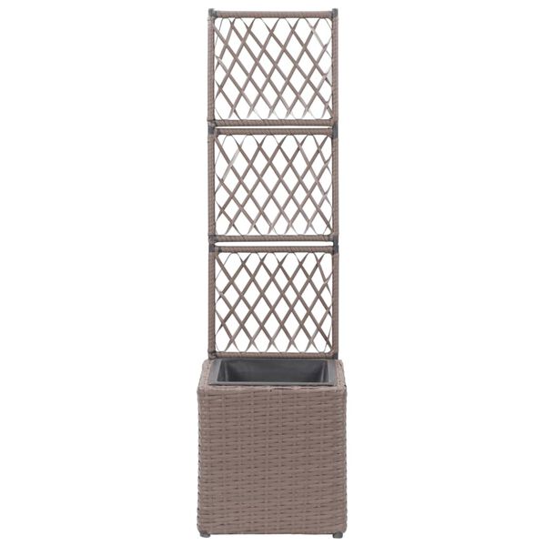 vidaXL Latwerkplantenbak verhoogd met 1 pot 30x30x107 cm rattan bruin