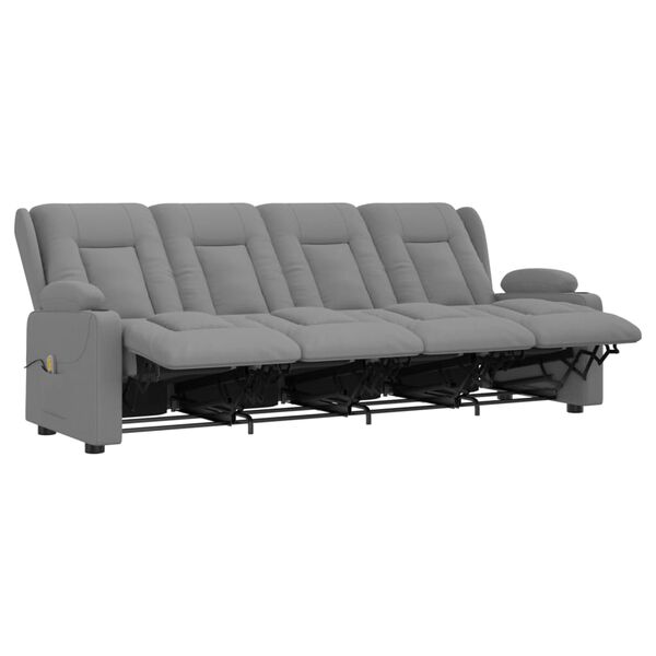 vidaXL Massagestoel 4-zits verstelbaar bekerhouders kunstleer grijs