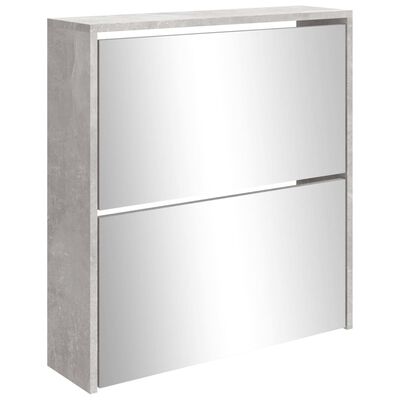 vidaXL Schoenenkast met spiegel 2-laags 63x17x67 cm betongrijs
