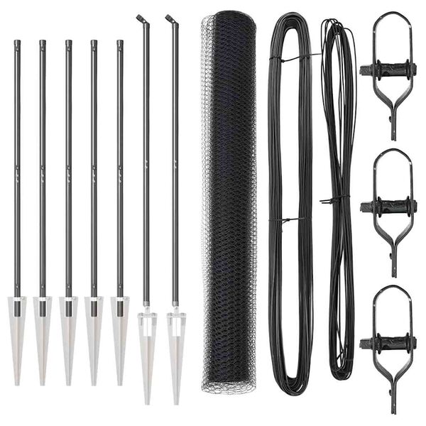 vidaXL Afrasteringspaal Grijs 10 x 1,2 m (25 mm gaas) Staal en PVC