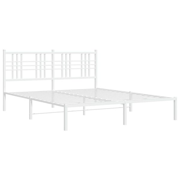 vidaXL Bedframe met hoofdbord metaal wit 160x200 cm