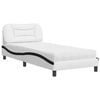 vidaXL Bed met matras "Hvar" kunstleer wit en zwart 90x190 cm