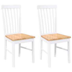 vidaXL Eetkamerstoelen 2 st massief hout rubber wit