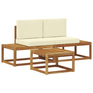 vidaXL Buiten bankenset 3 pcs Naturel Massief Acaciahout en Polyester