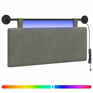 vidaXL Hangend hoofdbord Met LED-verlichting Lichtgrijs Katoen Stof