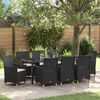 vidaXL Tuin eettafelset 9 pcs Zwart poly rattan