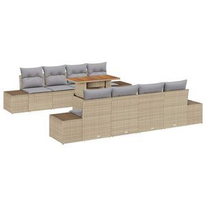 vidaXL Tuin Eetset met kussen 9 pcs Beige en Grijs