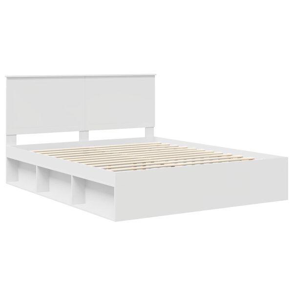 vidaXL Bedframe met hoofdeinde Wit 160 x 200 cm Massief grenenhout