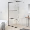 vidaXL Inloopdouchewand 115x195 cm halfmat ESG-glas zwart