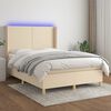 vidaXL Boxspring met matras en LED stof cr&egrave;mekleurig 140x190 cm