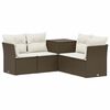 vidaXL Bankstel 5 st Bruin en Cr&egrave;me Wit Poly Rattan en Staal