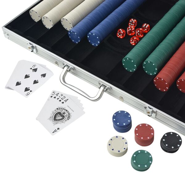 vidaXL Pokerset met 1000 chips aluminium