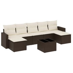 vidaXL 8-delige Loungeset met kussens poly rattan bruin