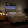 vidaXL Boxspring met matras stof cr&egrave;mekleurig 140x200 cm