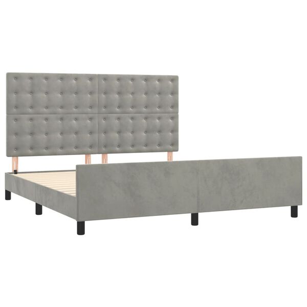 vidaXL Bedframe met hoofdeinde fluweel lichtgrijs 180x200 cm