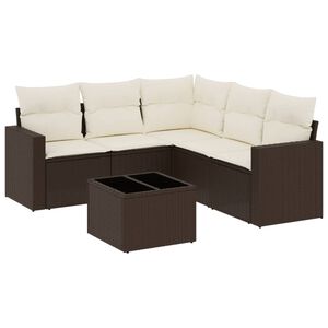 vidaXL 6-delige Loungeset met kussens poly rattan bruin