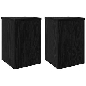 vidaXL Plantenstandaard 2 pcs Zwart Eiken 20 x 20 x 30 cm Bewerkt hout