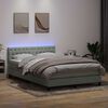 vidaXL Boxspring met matras en LED fluweel lichtgrijs 160x220 cm